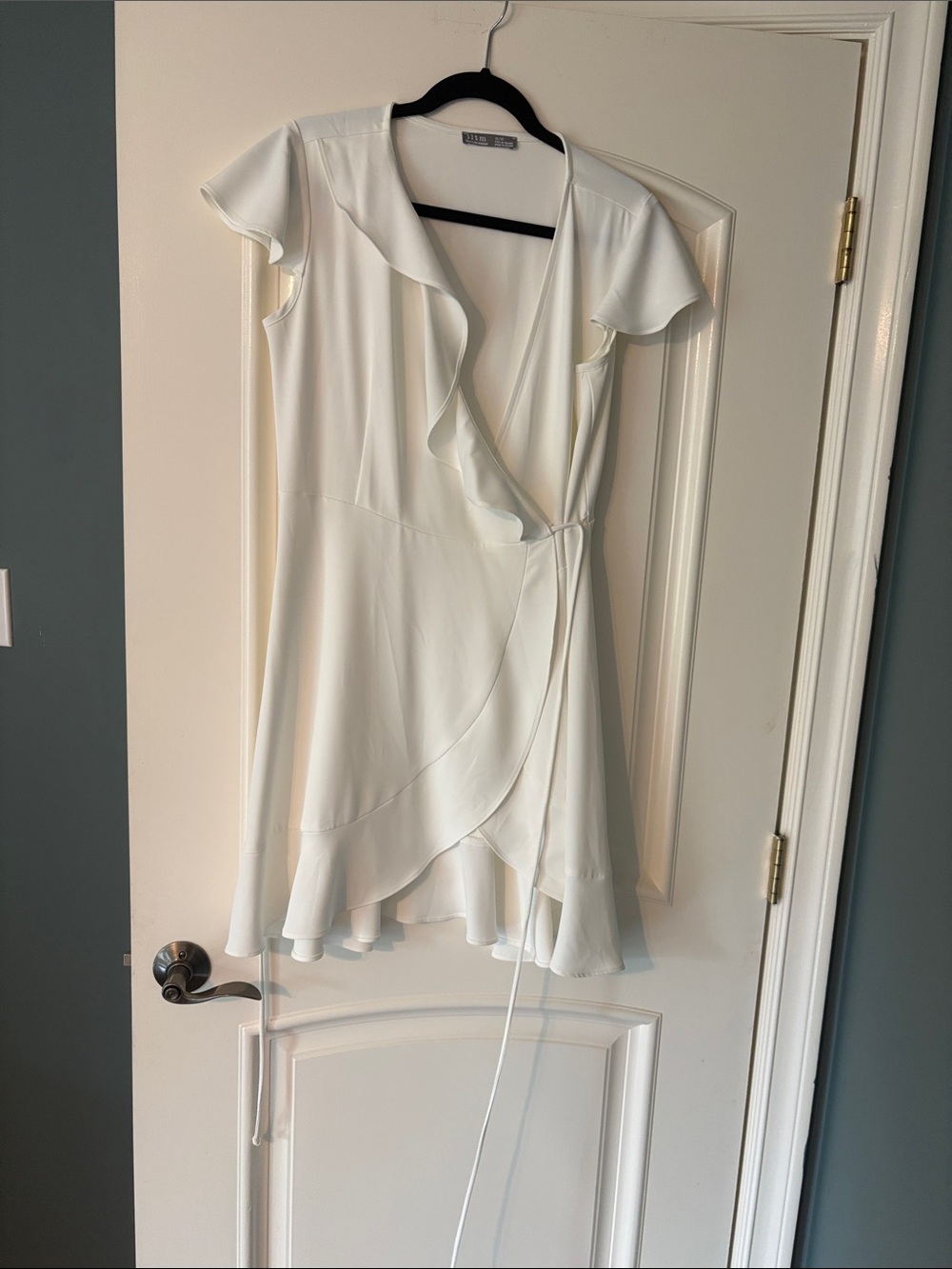 Cream Ruffle Wrap Mini Dress - Picture 2 of 4
